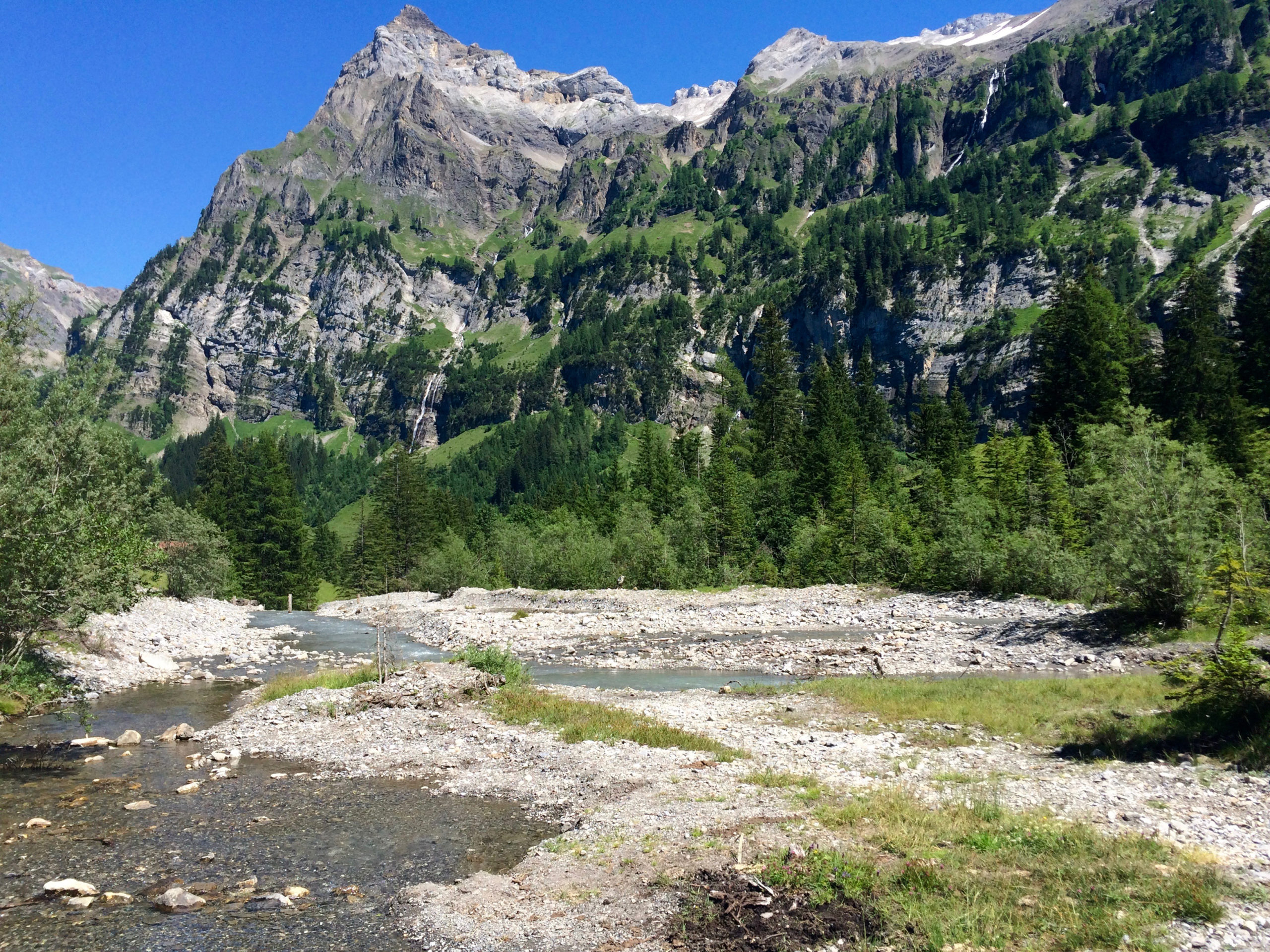 Bergbach mit Berg im Hintergrund