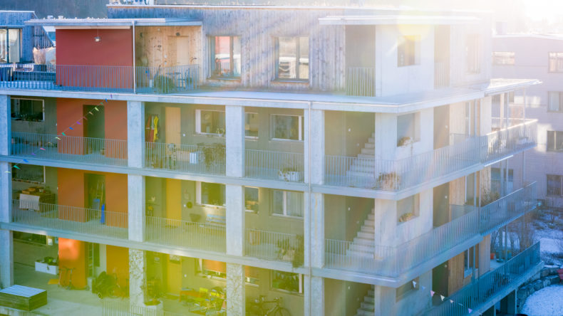 Genossenschaftssiedlung in den Abendsonne